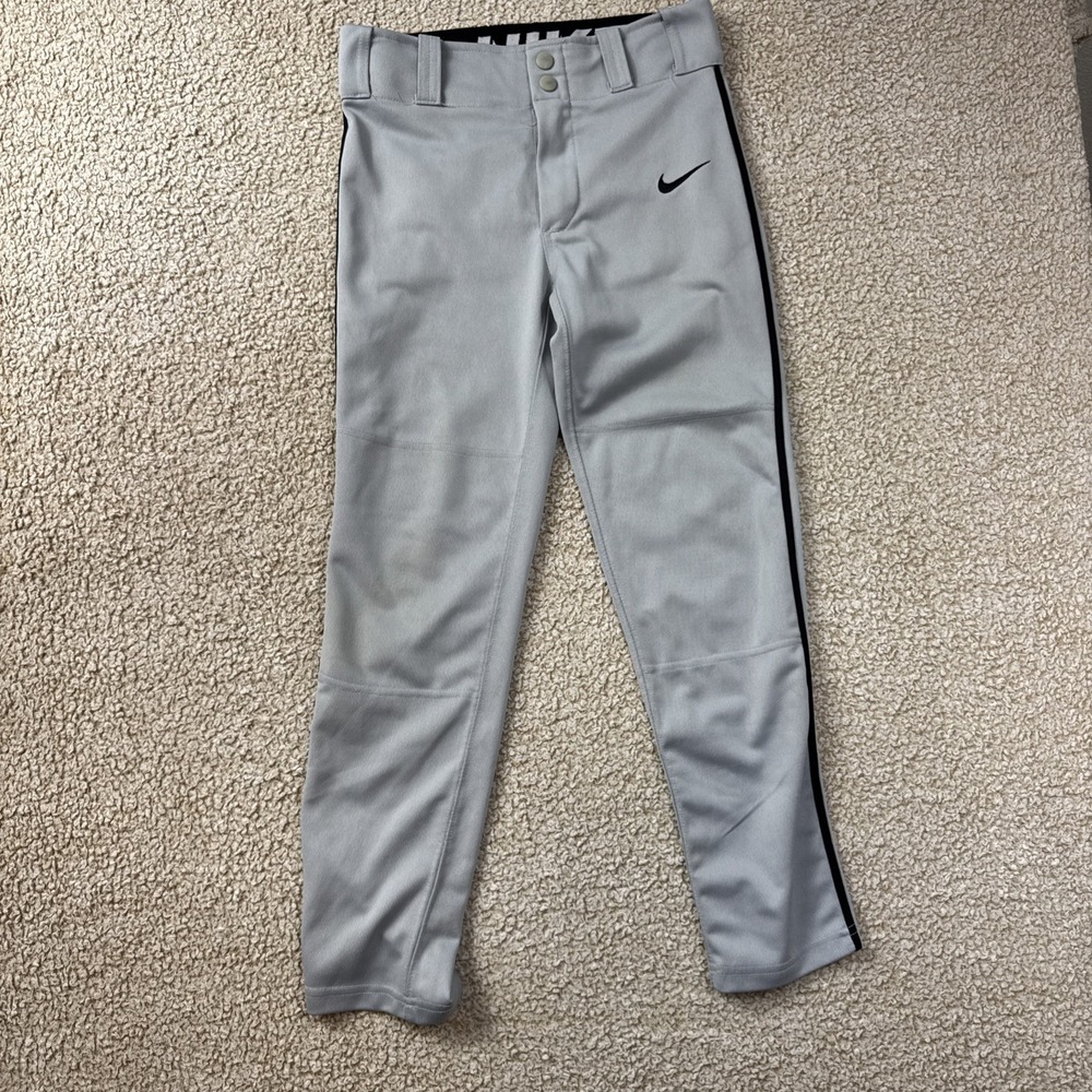 Nike Vapor Boys Youth Baseball Pants Gray Black Pinstripe AH6943-062 Youth M